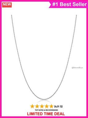 14K White Gold Rope Chain Necklace 0.7mm 18" Spring Ring